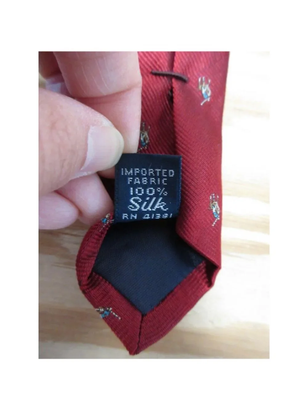 VTG Polo Ralph Lauren Neck Tie Silk Flesh Pony AOP Textured Hand Made